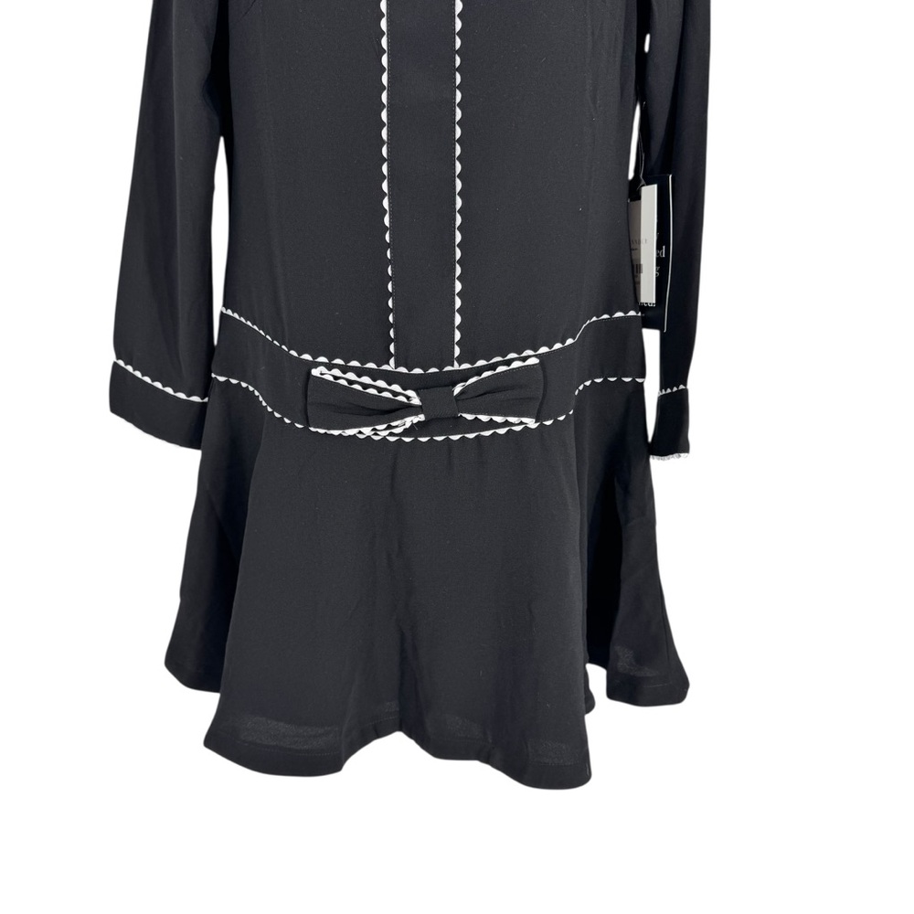 Tuckernuck Isabel Bow Dress Black – Size XS NWT – Bow Mini A-Line Scallop Trim - Picture 4 of 9